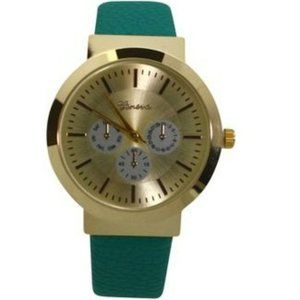 Olivia Pratt Calendar Dial Gold Accented Leather Strap Watch